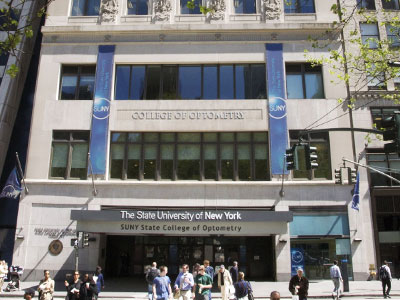 The SUNY College of Optometry building exterior.