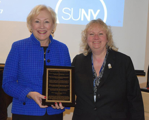 2017 Distinguished Service Award - Nancy L. Zimpher, Chancellor - State University of New York With Nina Tamrowski, President - FCCC