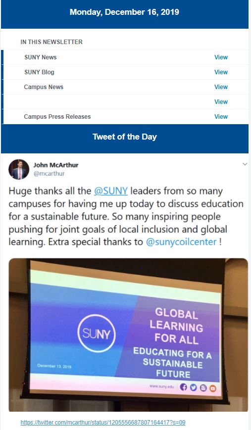 SUNY Tweet of the Day 12-13-19